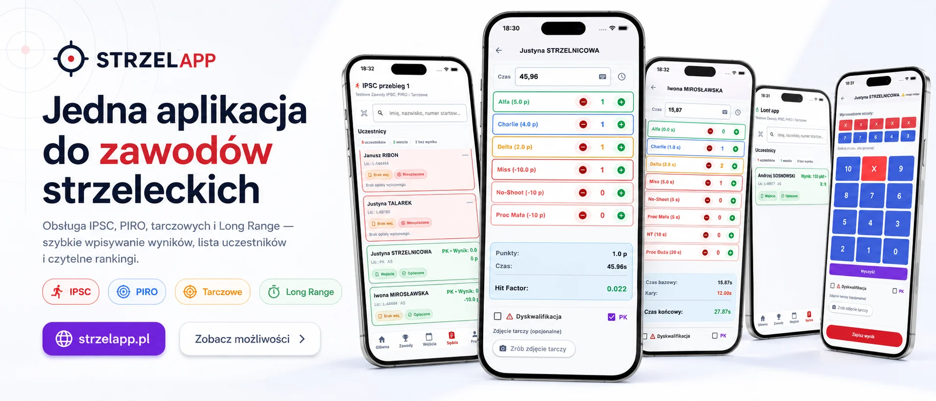 Panel sędziego StrzelApp do wprowadzania wyników zawodów strzeleckich
