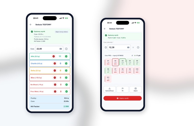 Panel sędziego w aplikacji mobilnej
