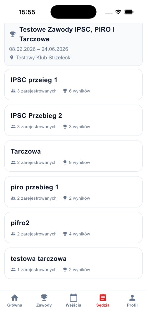 Lista zawodów w aplikacji mobilnej