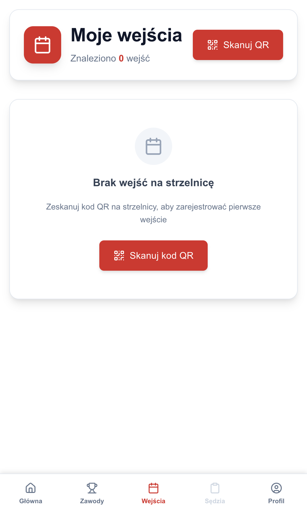 Wejścia - skan QR (zawodnik)