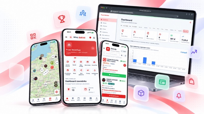 StrzelApp — zapisy na zawody i kalendarz imprez na telefonie i w panelu