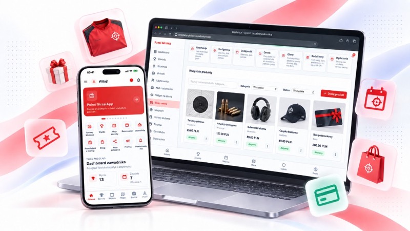 Sklep online strzelnicy: produkty, bony i panel administratora
